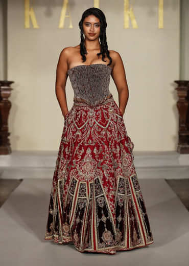 Red Silk Bridal Lehenga With Zardosi And Sequins Hand Work