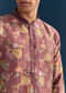 Red Silk Floral Kurta Set For Men With Mirror Embroidery