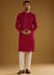 Red Silk Kurta Set For Men With Intricate Hand Embroidery