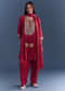 Red Silk Patiala Suit With Mirror And Cutdana Embroidery