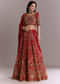 Red Silk Printed Bridesmaid Lehenga With Intricate Hand Embroidery