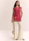 Red Viscose Raw Silk Short Kurta Set With Chinon Kali Palazzo