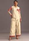 Red And Beige Thread Work Co-ord Set