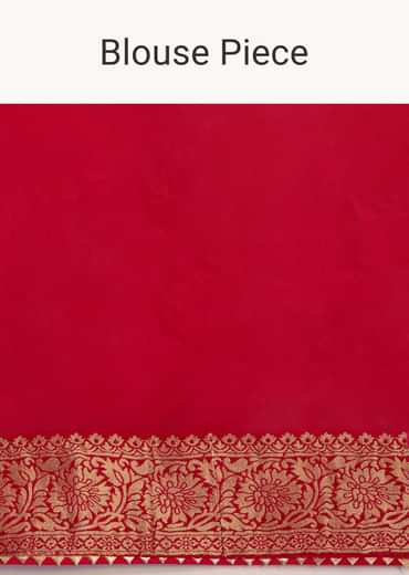 Red Banarasi Georgette Saree With Bandhani Weave And Unstitched Blouse Piece