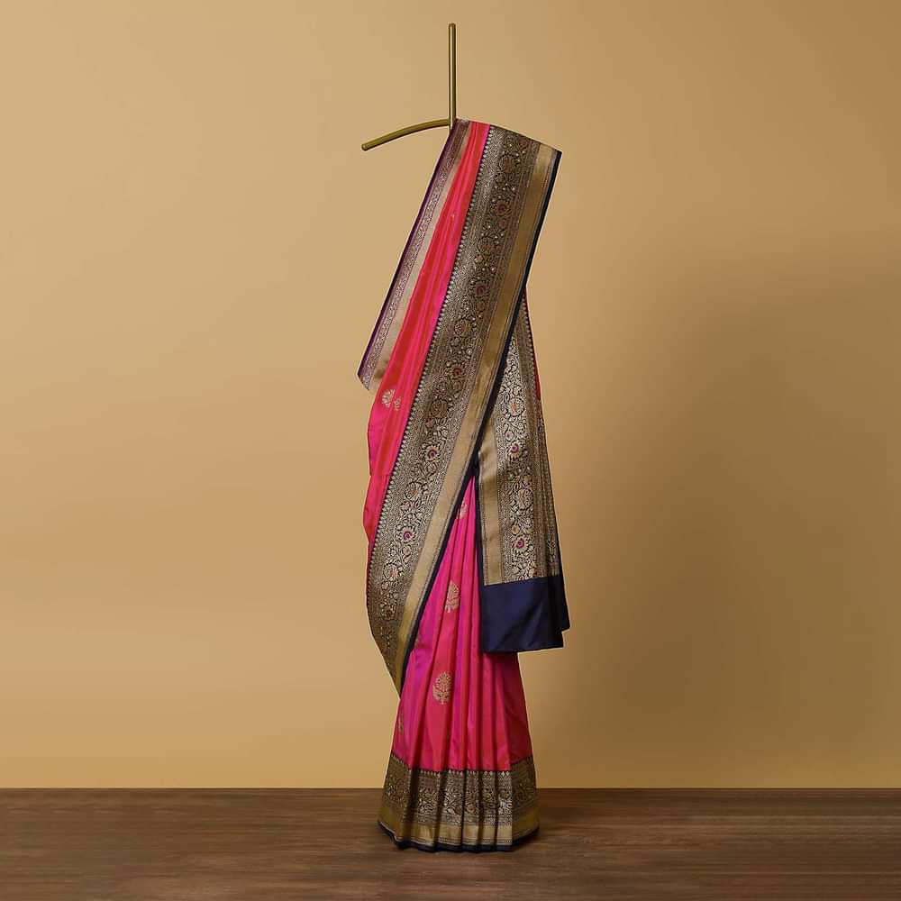 Red Banarasi Katan Silk Weave Saree With Unstitched Blouse Piece