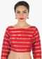 Red Blouse In Silk With Copper Color Weave In Stripes Motif Online - Kalki Fashion
