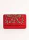 Red Clutch In Suede With Zardosi Embroidered Floral Motifs Online - Kalki Fashion