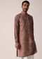 Red Cotton Kurta With Lehariya Print For Men