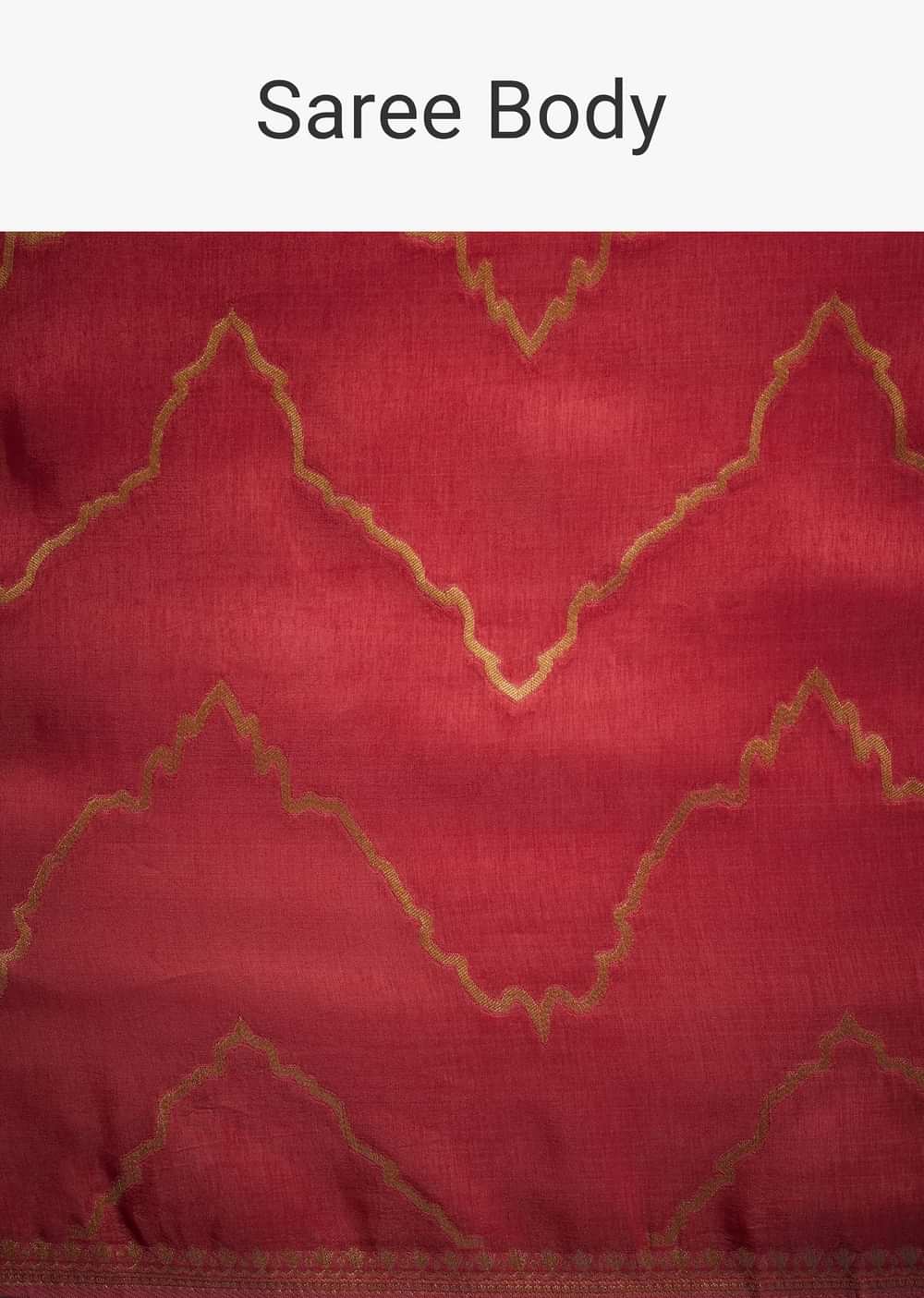 Punch Pink Dola Silk Saree With Zari Accents On Pallu And Border