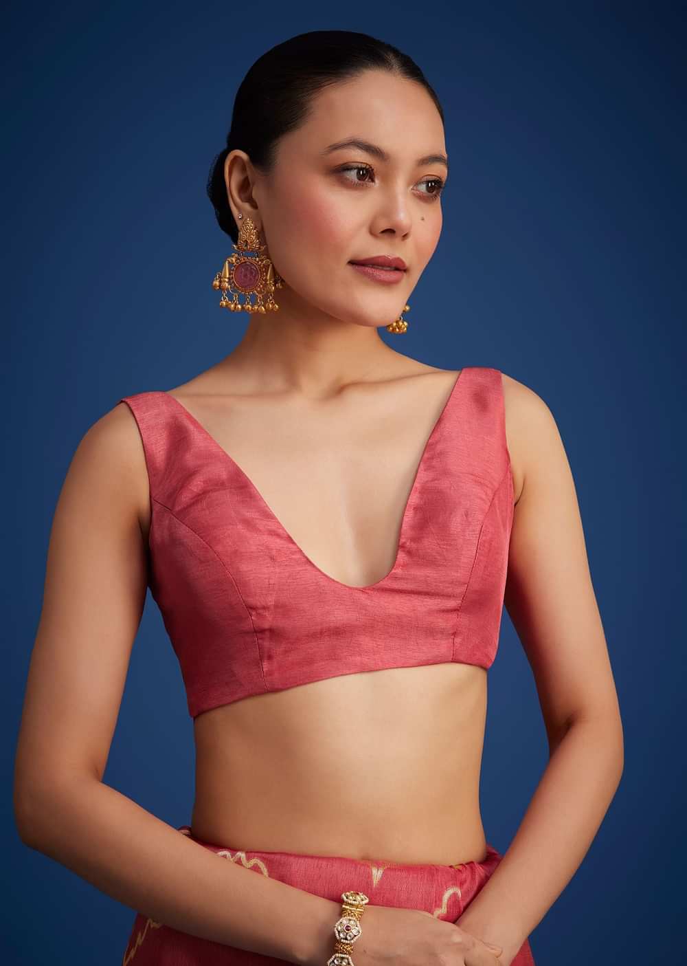 Punch Pink Dola Silk Saree With Zari Accents On Pallu And Border