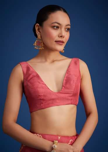 Punch Pink Dola Silk Saree With Zari Accents On Pallu And Border
