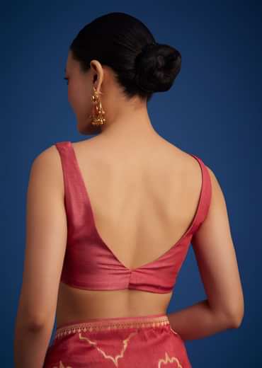 Punch Pink Dola Silk Saree With Zari Accents On Pallu And Border