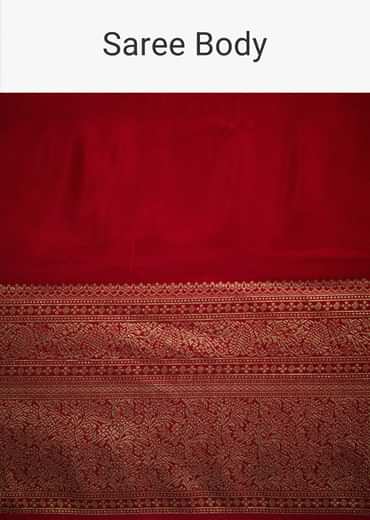 Red Dola Silk Saree With Zari Woven Border And Pallu