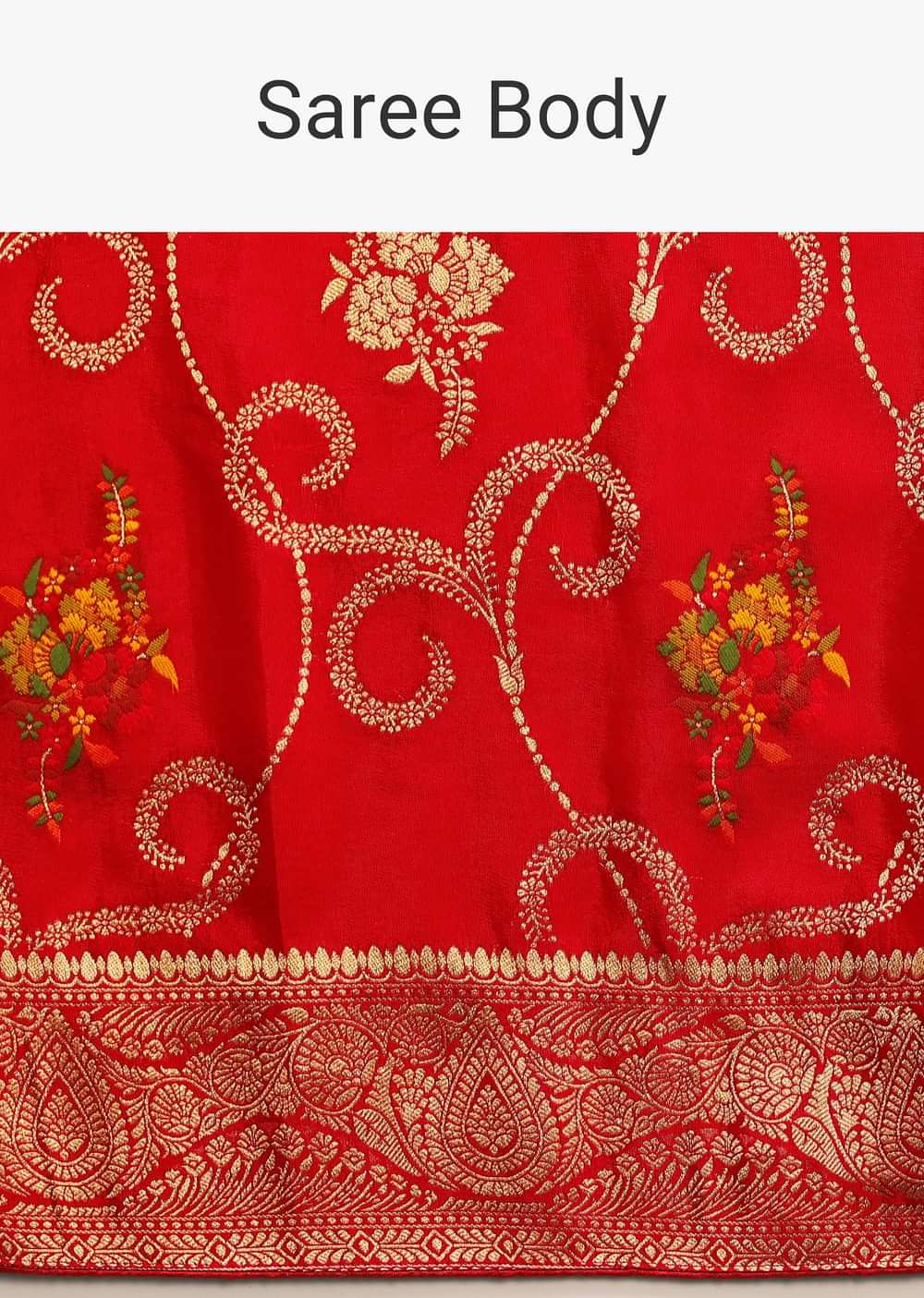 Red Dola Silk Woven Saree With Zari Work And Unstitched Blouse