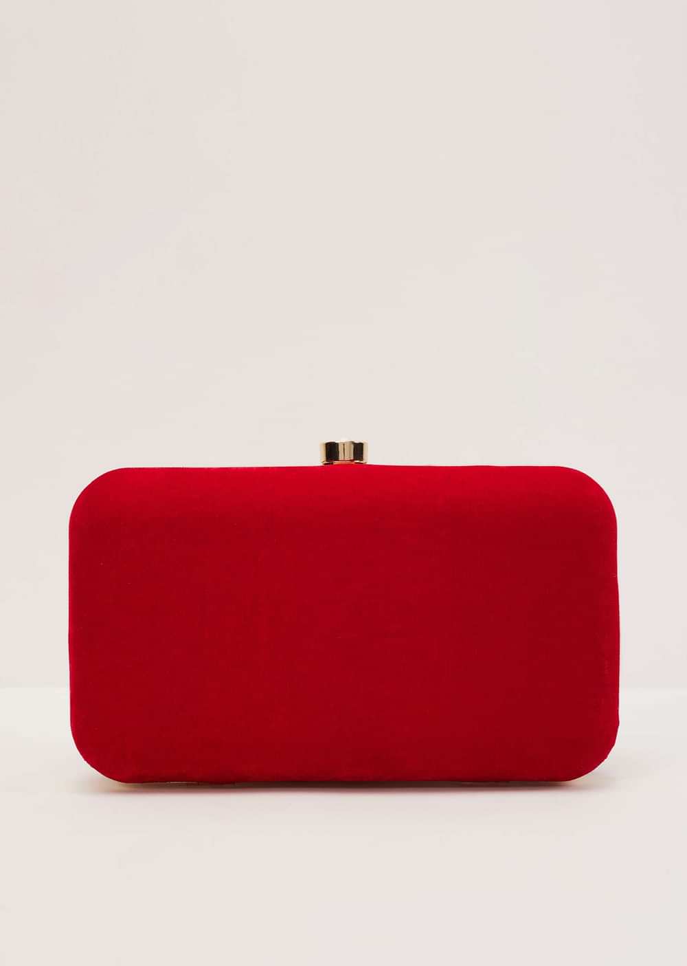 Apple Red Floral Clutch On Silk Fabric With Zardosi Work