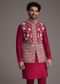Red Floral Embroidered Jacket Kurta Set