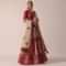 Red Floral Print Lehenga Set With Sequin Work