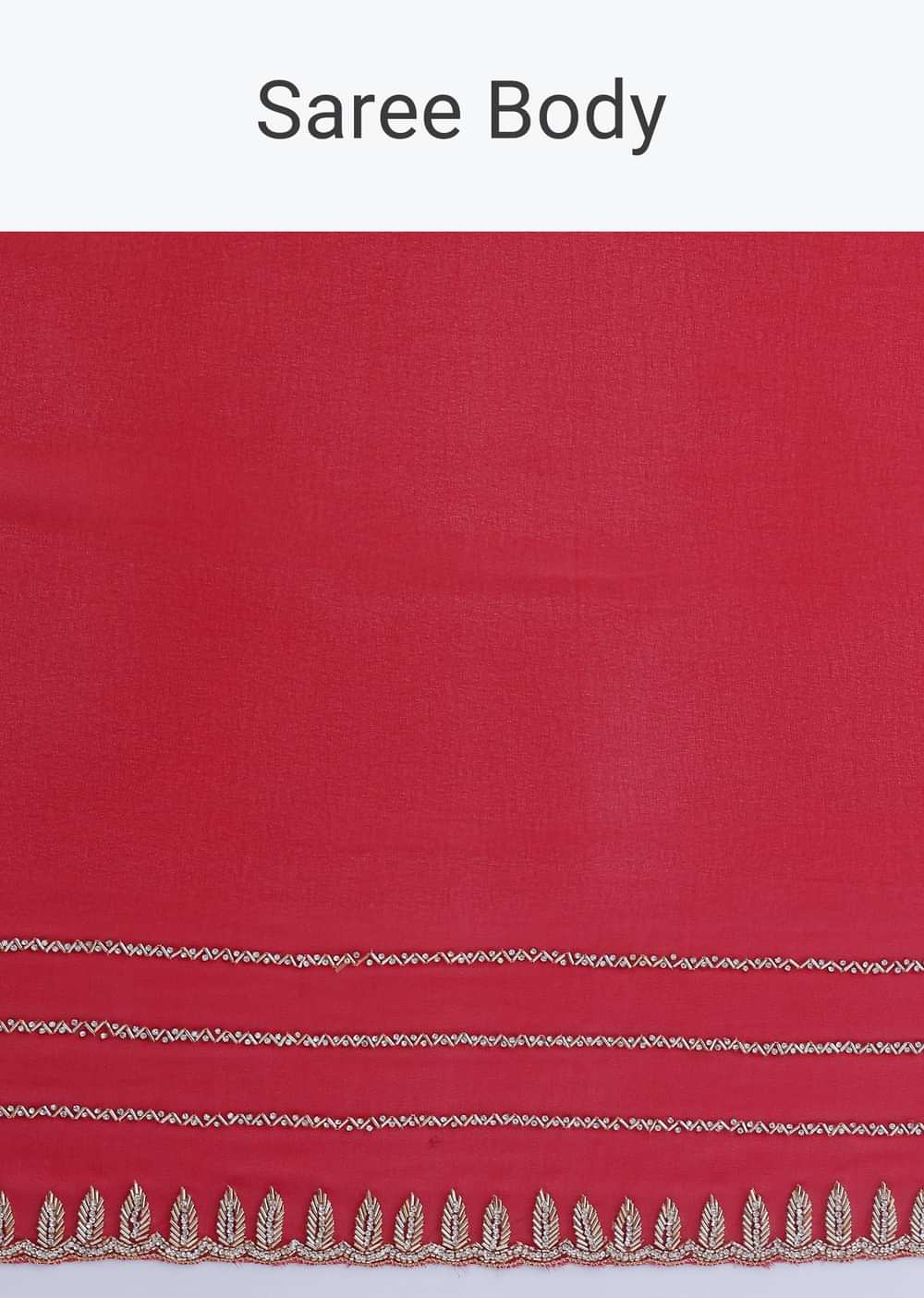Red Georgette Saree In Cutdana Embroidery With Unstitched Blouse