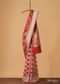 Red Handloom Banarasi In Katan Silk With Golden Weave And Unstitched Blouse