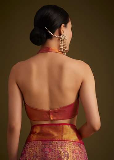 Red Kanjivaram Silk Saree With Golden Zari Border
