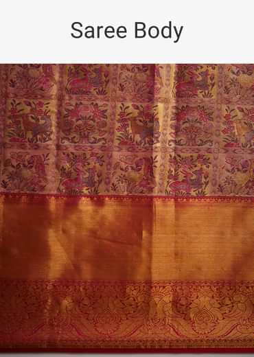 Red Kanjivaram Silk Saree With Golden Zari Border