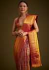 Red Kanjivaram Silk Saree With Golden Zari Border