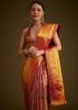 Red Kanjivaram Silk Saree With Golden Zari Border