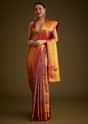Red Kanjivaram Silk Saree With Golden Zari Border