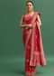 Coral Khaddi Georgette Saree With Zari Jaal Bandhani Weave And Unstitched Blouse