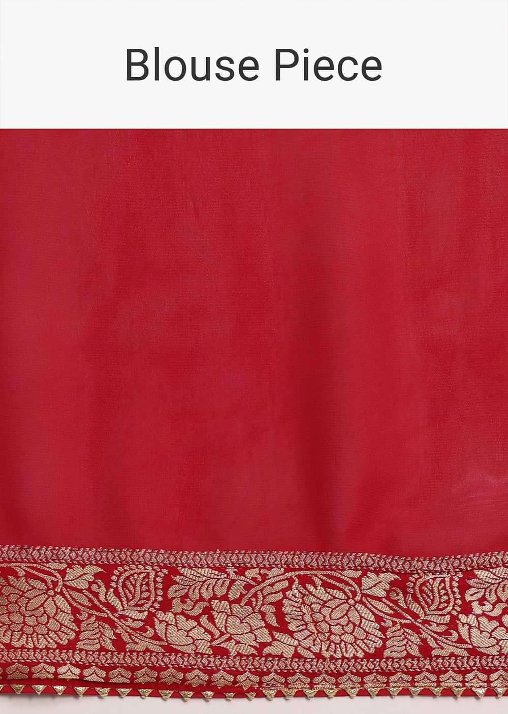Red Khaddi Georgette Woven Saree With Gotta Patti Border