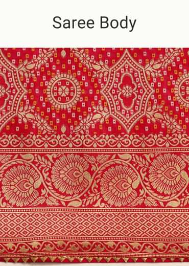 Red Khaddi Georgette Zari Weave Saree With Unstitched Blouse