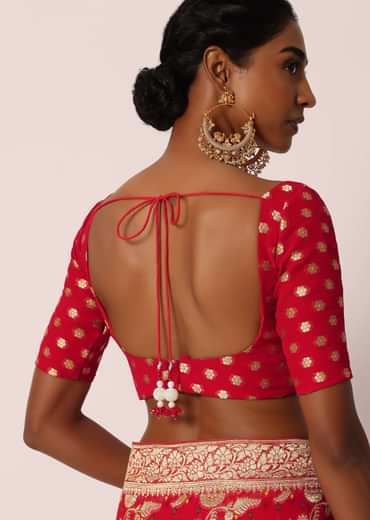 Red Khadi Gota Patti Banarasi Saree With Unstitched Blouse Piece