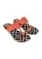 Red Kolhapuri Flats With Black And White Jacquard Sole By Sole House