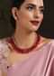 Red Necklace With Embossed Gold Beads And Dangling Red Stones By Paisley Pop