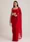 Red Net Saree With Sequins And Stone Detailing