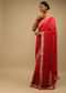 Red Ombre Saree In Organza With Bandhani Printed Geometric Buttis And Gotta Border