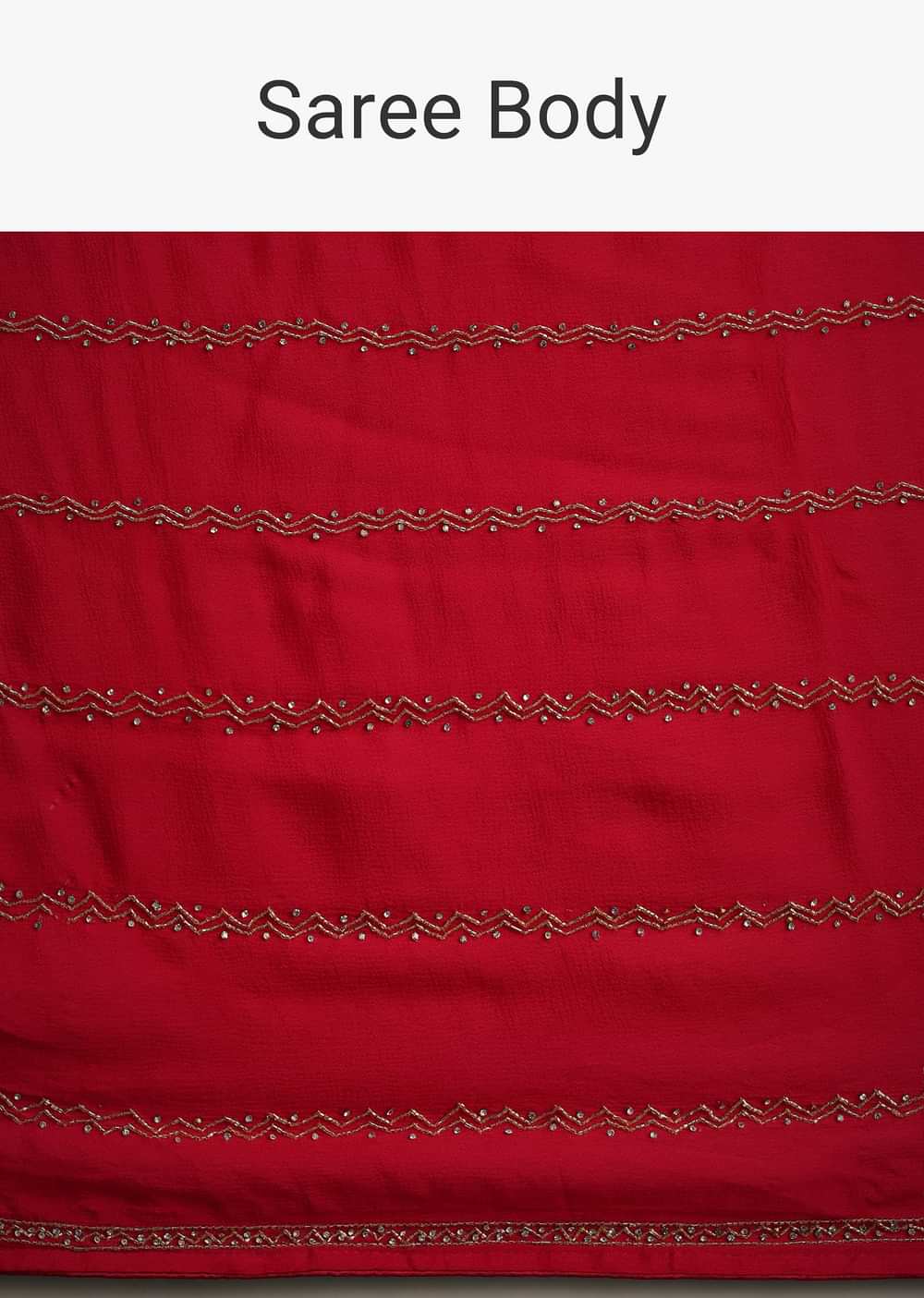 Red Orange Dual Tone Chinon Heavy Embroidered Saree