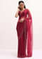 Red Organza Saree In Sequins With Unstitched Blouse
