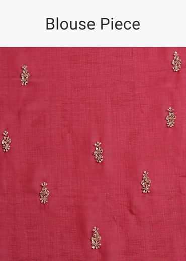Red Organza Saree With Cutdana And Sequins Border