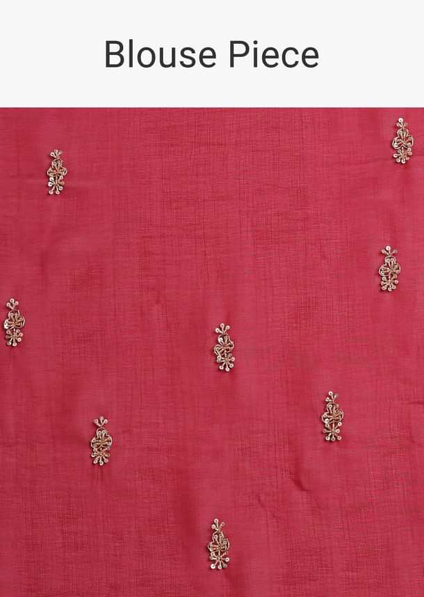 Red Organza Saree With Cutdana And Sequins Border Red Organza Saree With Cutdana And Sequins Border