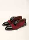 Red Oxfords In Suede With Black Rexine Leather Detailing