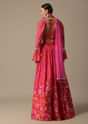 Red Printed Chiffon Lehenga Set
