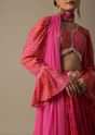 Red Printed Chiffon Lehenga Set