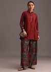 Red Printed Kurti With Palazzo Set