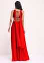 Red Silk Gotta Patti Crop Top Set With Dupatta