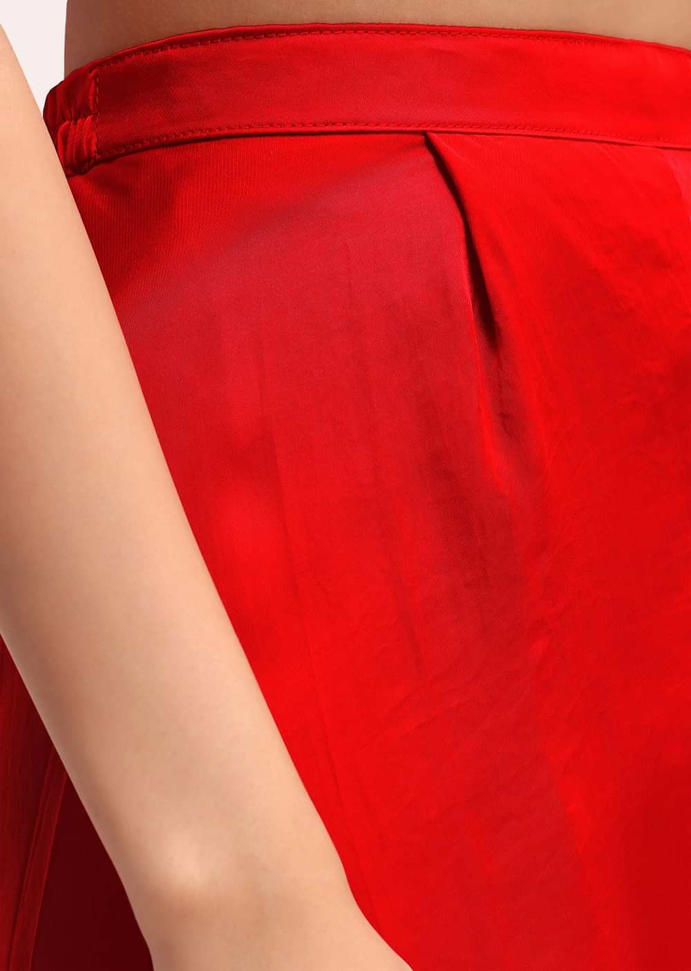 Red Silk Gotta Patti Crop Top Set With Dupatta