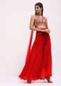 Red Silk Gotta Patti Crop Top Set With Dupatta