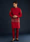 Red Silk Jacket Kurta Set With Cutdana Work