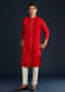 Red Silk Kurta Set with Resham Work