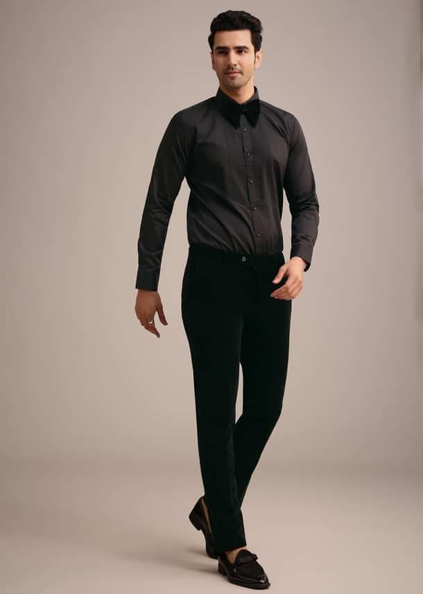 Red Tuxedo Set In Micro Velvet